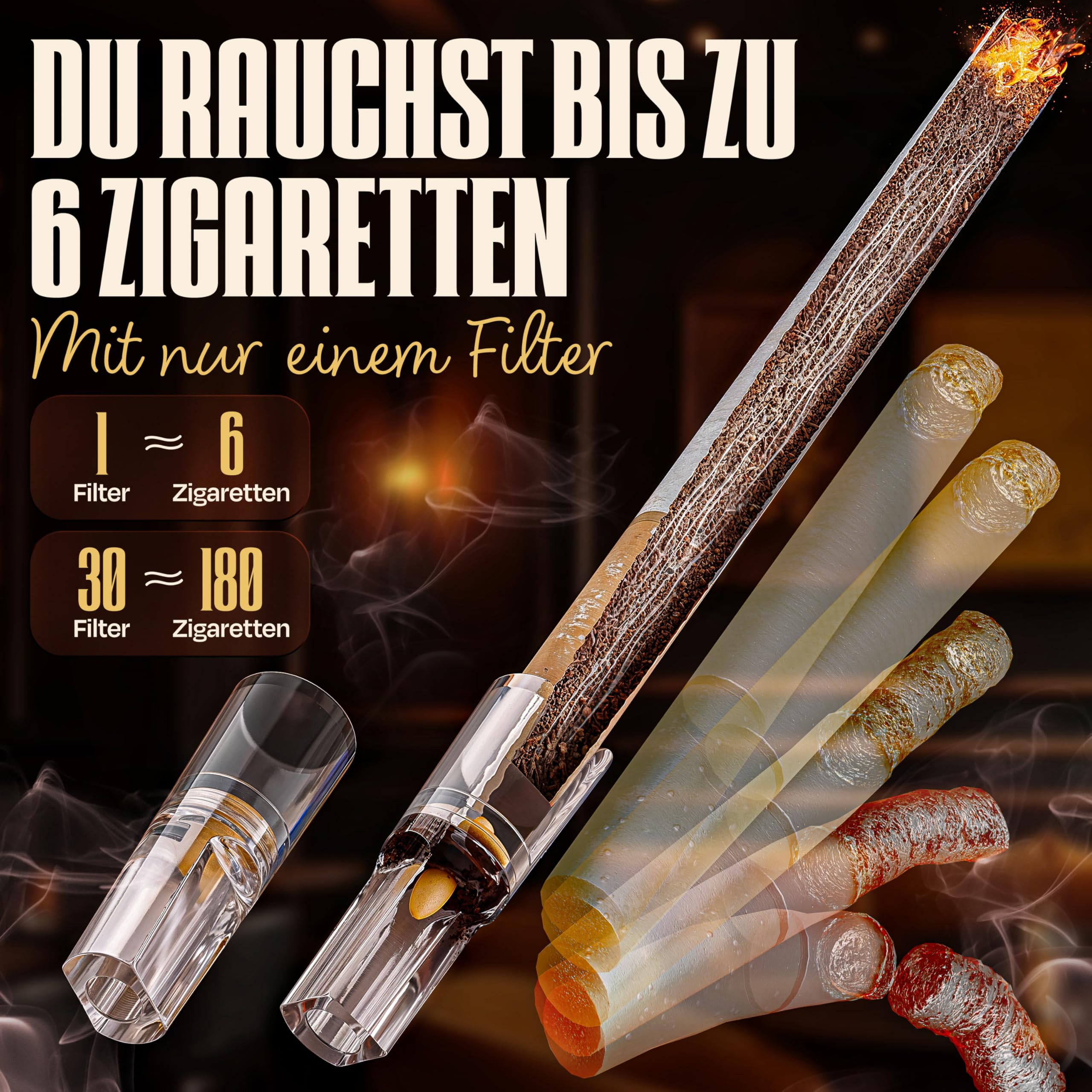 Zigarettenfilter - Aufsteckfilter für Raucher - 720 STK - Filter Aufsatz - reduziert Schadstoffe, Teer, Nikotin - kein Geschmacksverlust - 24 x 30 Filter
