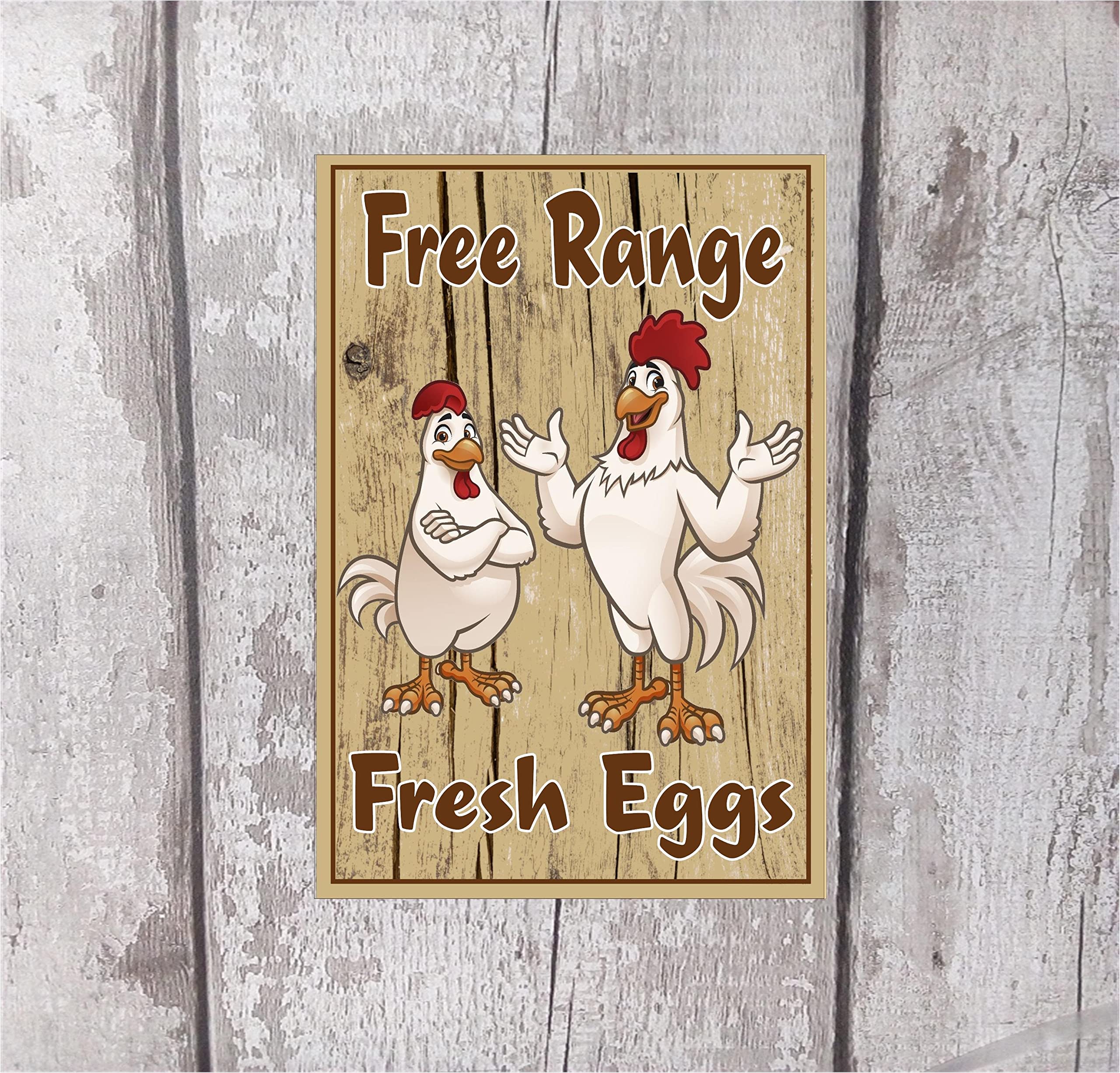 Matlpats Metal Sign - Free Range Eggs, Eggs For Sale, Farm Sign For Sale, Kitchen Wall Plaque - 6X8 Inch