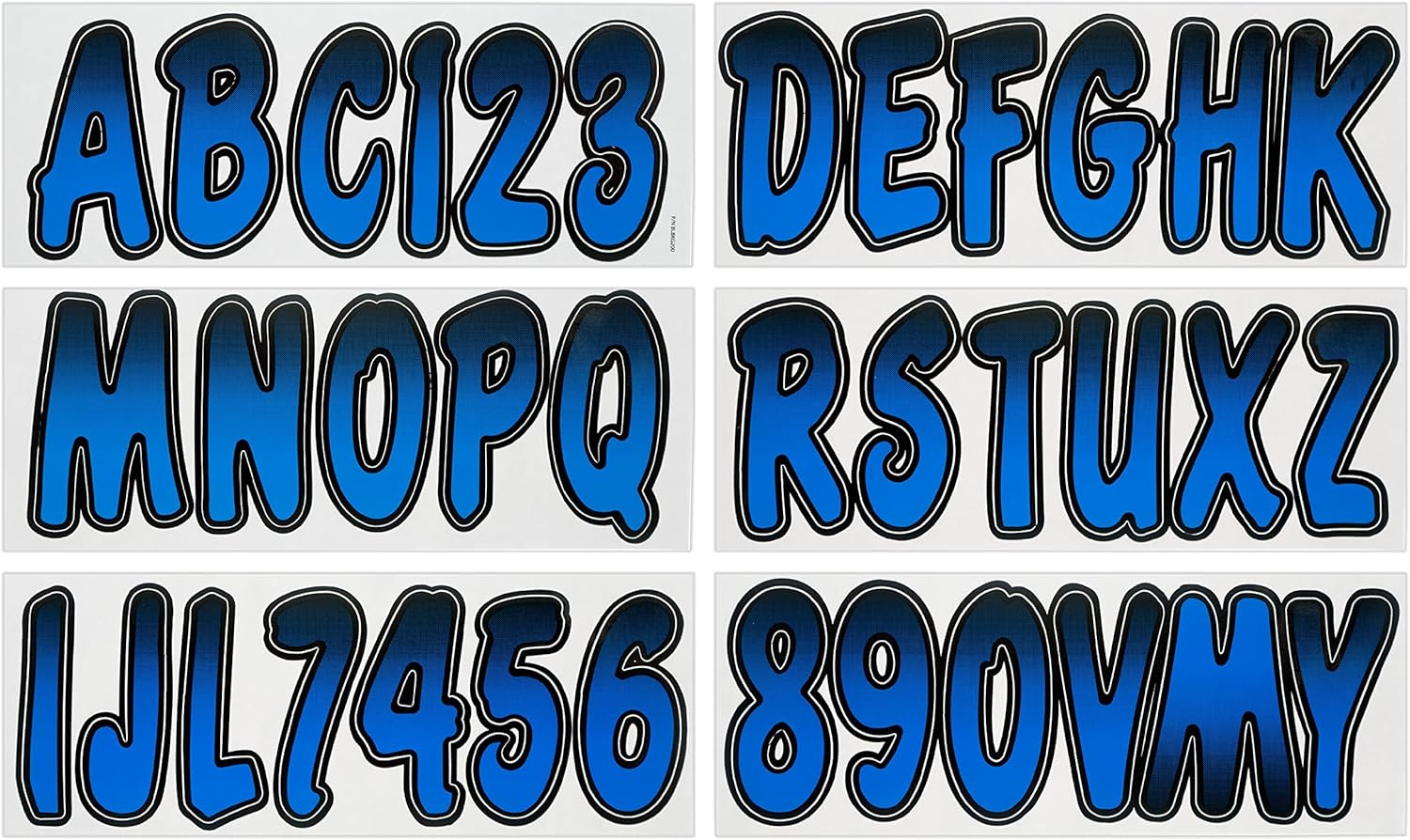 Hardline Products USA Series 200 Boat Registration Numbers Kit - 3 Inch Silver & Black Gradient Marine Vinyl Decals - USCG Compliant Lettering & Stickers for Boats, PWC, Jet Ski, Pontoon - 146 Piece