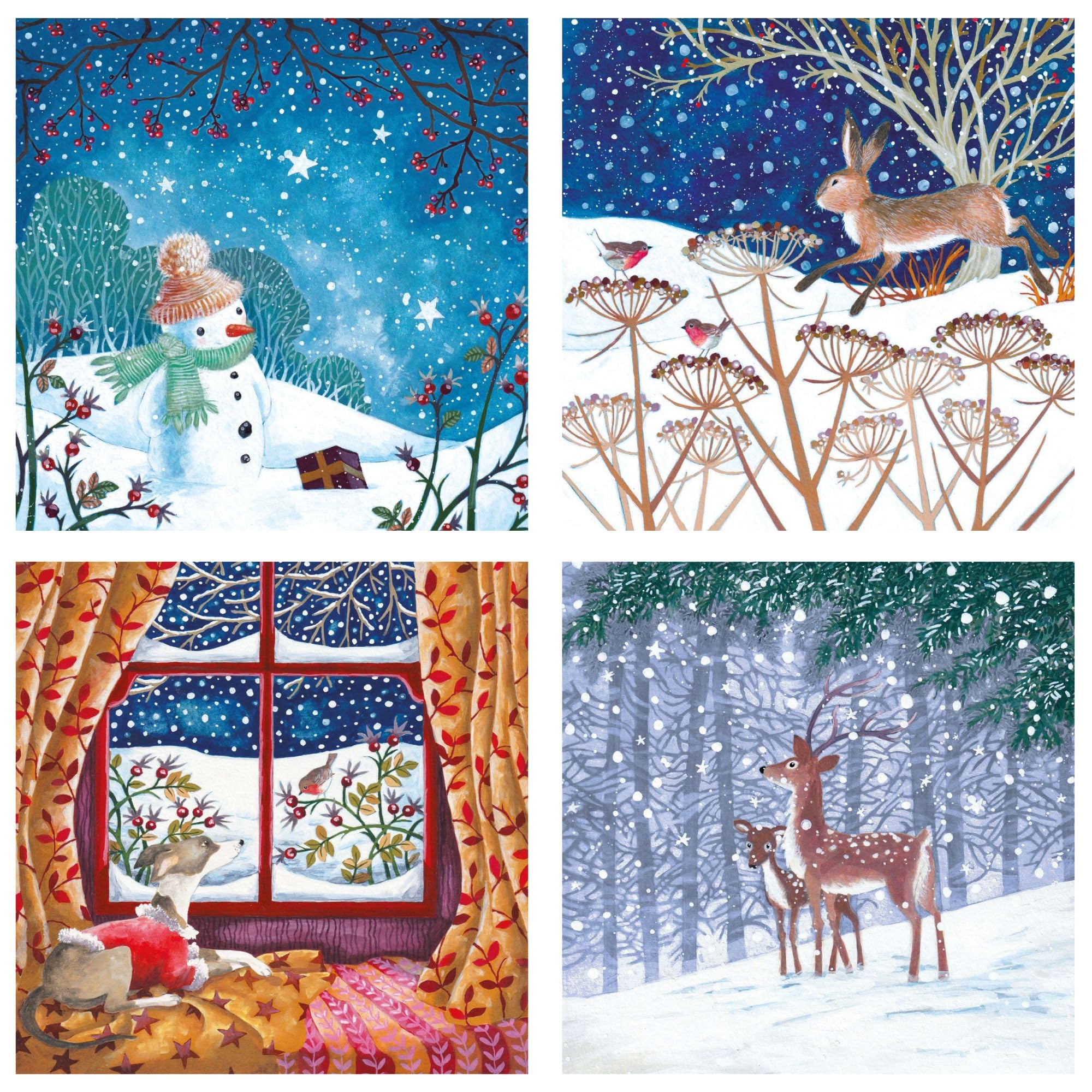 Museums & Galleries Christmas Cards Pack of 20, Snowmen & Animal Scenes