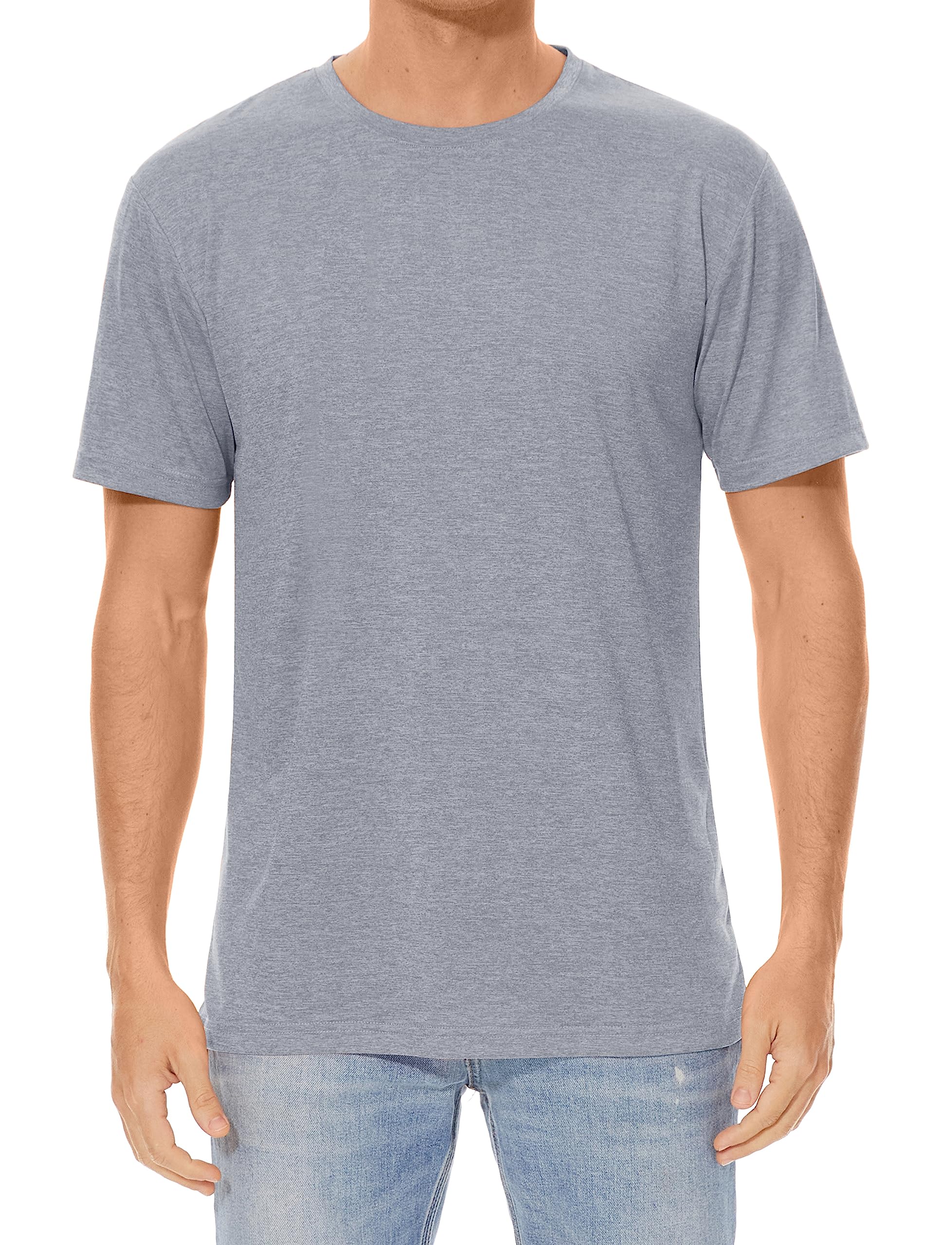 BIYLACLESENMen's Active Shirts Short Sleeve Exercise Quick Dry Performance Gym Shirts Breathable T-Shirts Crew Neck