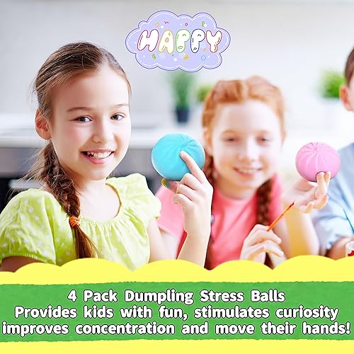 Miniatura 5 de 4 bolas de estrés para niños, adolescentes y adultos, bolas sensoriales de masa colorida, bollo para apretar, juguetes blandos para niños, recuerdos