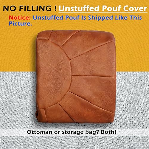 Miniatura 3 de Thgonwid Funda de puf otomano marroquí sin relleno, solución de almacenamiento para reposapiés otomano, silla puf, reposapiés, marrón (Lite)