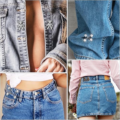 Miniatura 6 de Botones de mezclilla, botón desmontable para apretar la cintura, tensor de cintura de pantalón de aleación, lindo clip de hebilla de oso, clips