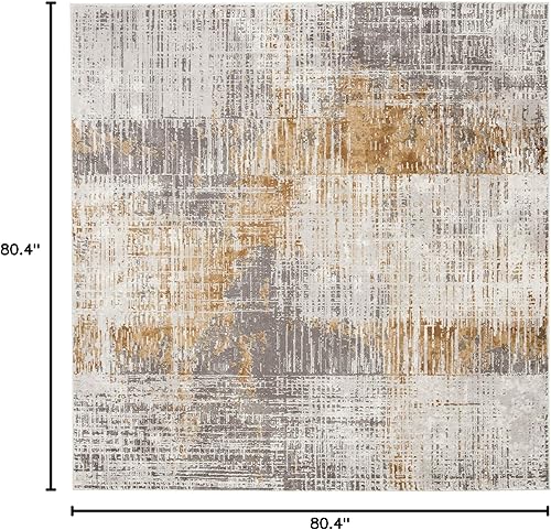 Miniatura 63 de SAFAVIEH Craft Collection - Alfombra cuadrada de 6 pies 7 pulgadas, gris y azul, diseño abstracto moderno, no desprende pelusa y de fácil cuidado