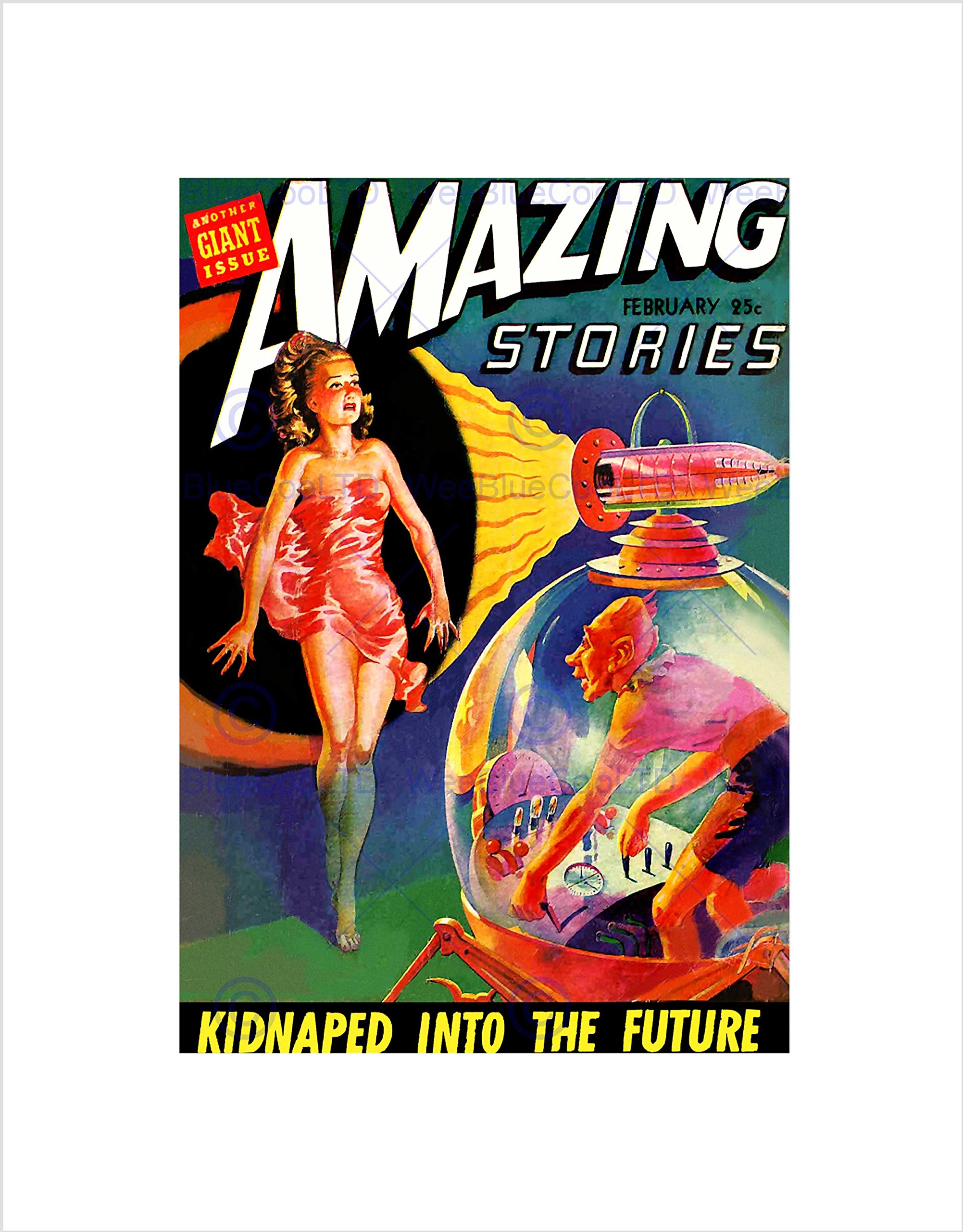 Wee Blue Coo Comics Amazing Stories Kidnap Future Machine Alien Sci Fi Art Wall Art Print