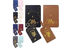 Decorably Mr and Mrs Travel Tags – Passport Holder and Luggage Tags Set