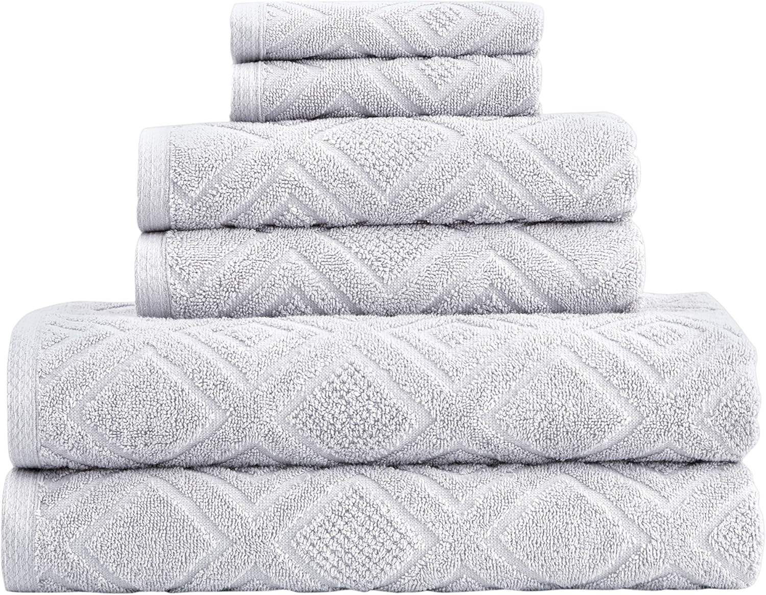 Classic Turkish Towels - Luxury Towel Set for Bathroom, 100% Turkish Cotton, Quick Dry, Soft and Absorbent Bath Towels, Hand Towels, and Washcloths, Larue Collection - 6-Piece Set (Light Grey) : Home & Kitchen
