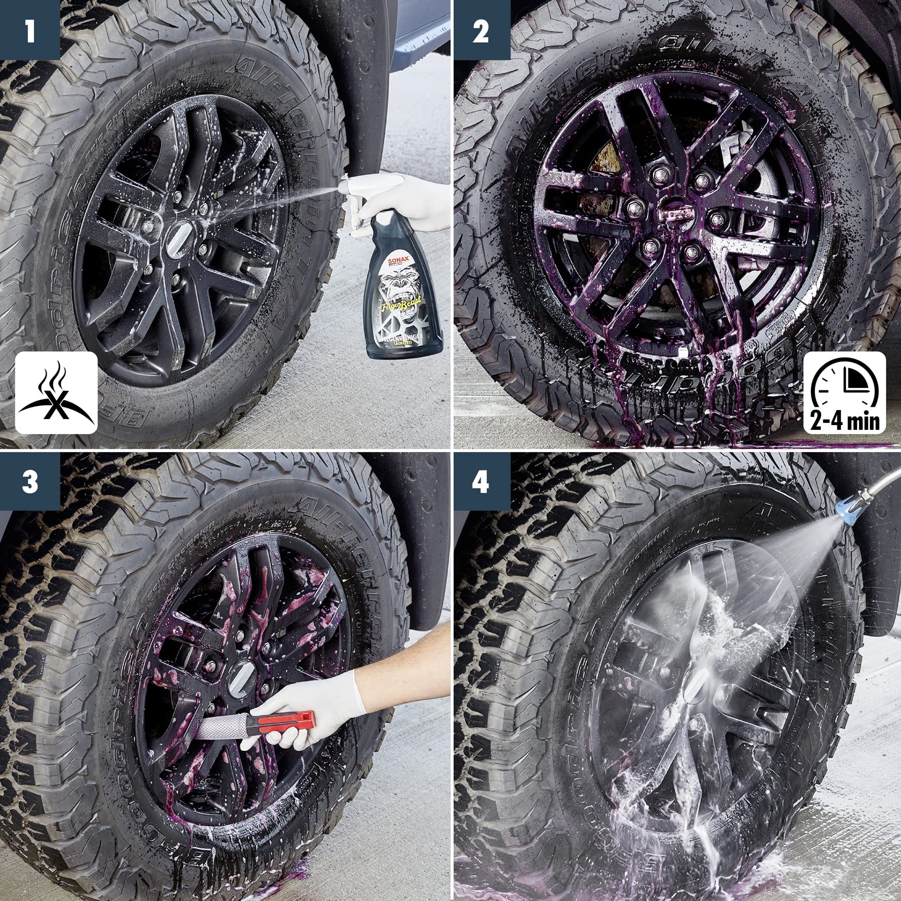 Kit de Nettoyage pour Jantes de Voiture SONAX - Seau de Lavage avec Couvercle + Insert pour Seau - Nettoyant pour Jantes + Wheel Beast - Édition spéciale Hiver - 1 L