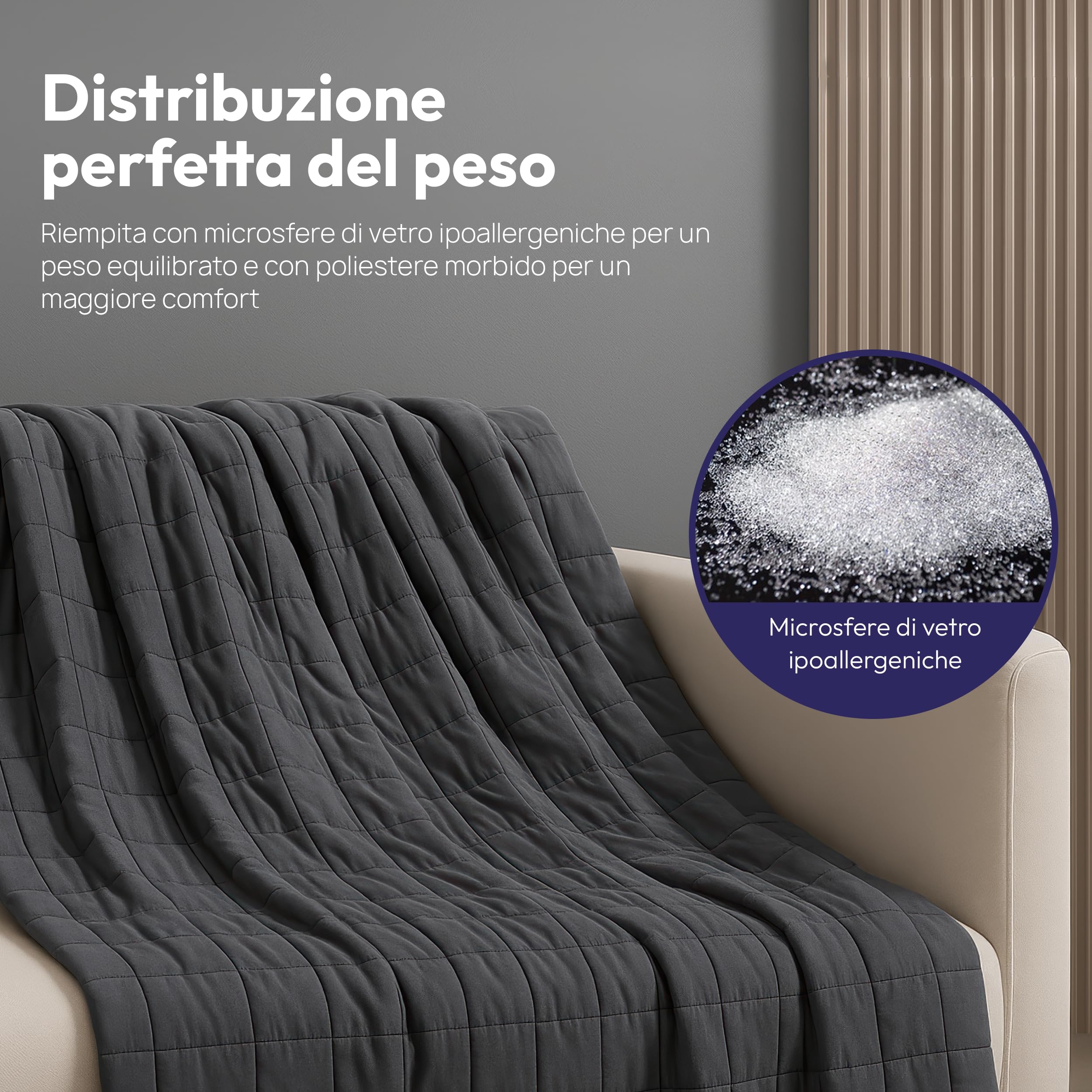 Coperta pesante, 150 x 210 cm, 7 kg, anti-stress, coperta per terapia e pesante coperta per dormire, per dormire profondamente e per un migliore recupero, coperta pesante 100% OEKO-TEX