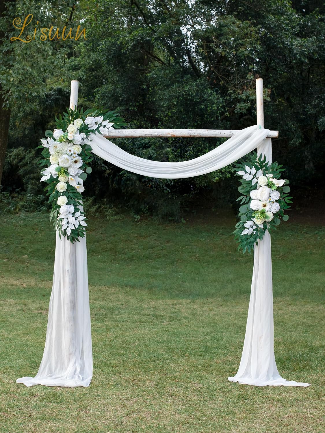 Lisuun Artificial Wedding Arch Flowers, 2 Large Floral Swags