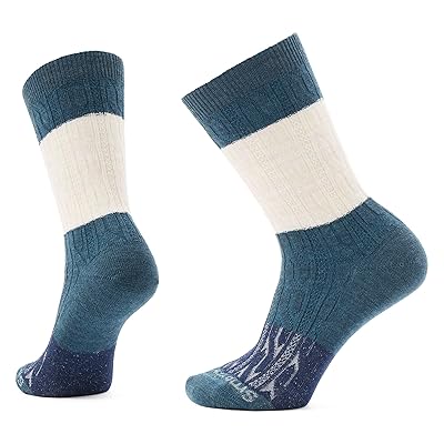 Smartwool Everyday Color Block Cable Crew Socks Knee High Socks Shoes Twilight Blue Moonbeam