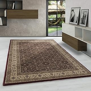 Carpetsale24 Orientteppich Rot 200x290 cm – Kurzflor Teppich im klassischen Vintage Look für Wohnzimmer, Esszimmer, großer Raum – Pflegeleicht, strapazierfähig, eleganter Wohnstil
