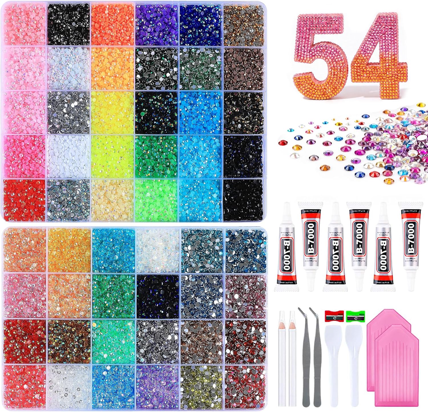 Bedazzling Kit, Jelly Resin Flatback Rhinestones (60-Color Jelly Kit)