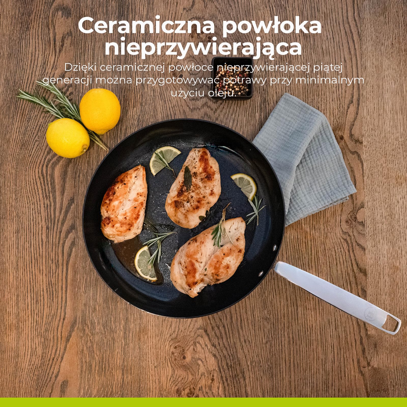 BE living Zestaw patelni ze stali nierdzewnej – Ø 20, 24 i 28 cm – ceramiczne – indukcyjne – bez PFAS, nieprzywierające – patelnia – seria Essential