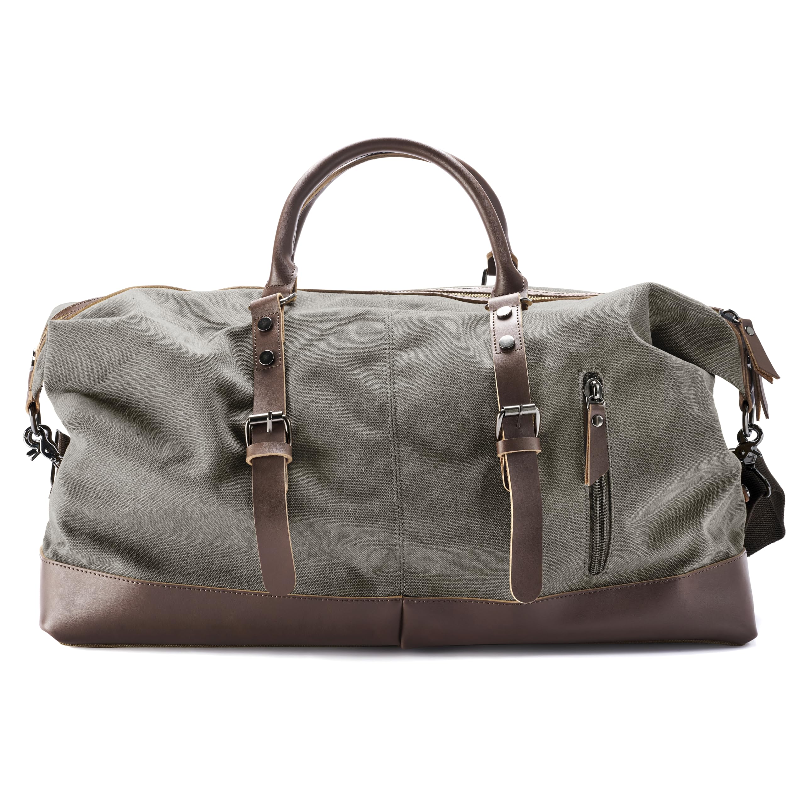 Trendhim Reisetasche Herren | 40L Duffel Bag aus Canvas & braunem Leder | Dänisches Design | Weekender Sporttasche für Reisen, Freizeit & Fitness