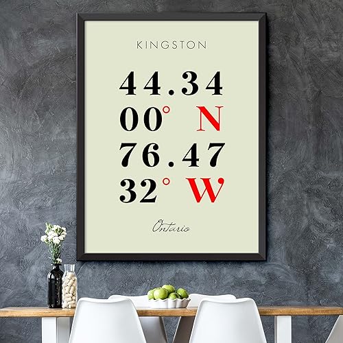 Miniatura 5 de Mapa de Kingston, Ontario, Coordenadas Multilíneas de Colores (8x10)