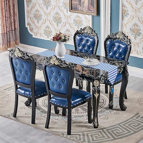 Vista 33 de Wehhbtye Paquete de 2 caminos de mesa de fútbol para cocina, cancha de fútbol americano de 12 x 71 pulgadas con borlas, bufandas de tocador