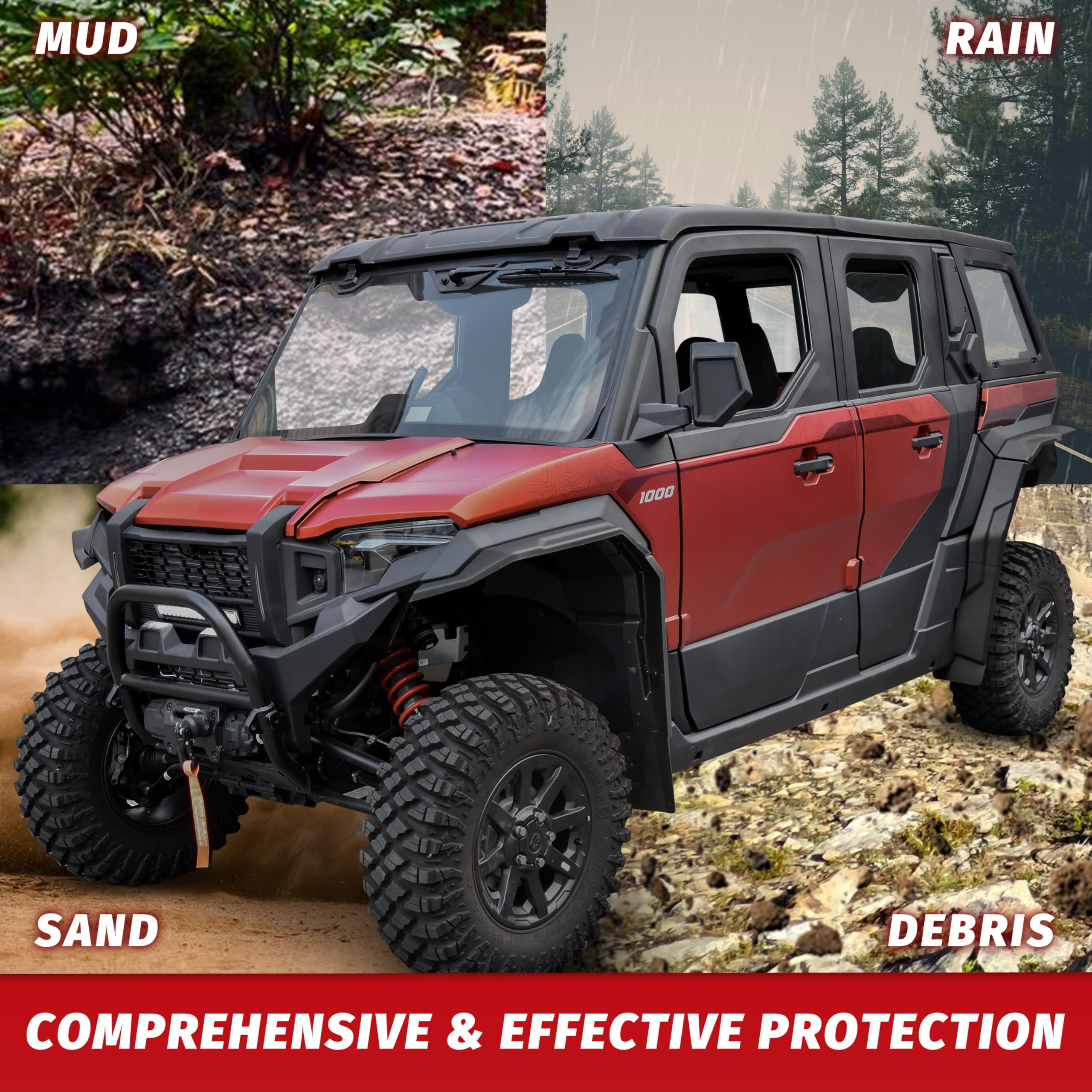 CUSAUTV Fender Flares For Polaris XPEDITION XP/ADV 2024+ - Front & Rear Mud Guards, Full Coverage