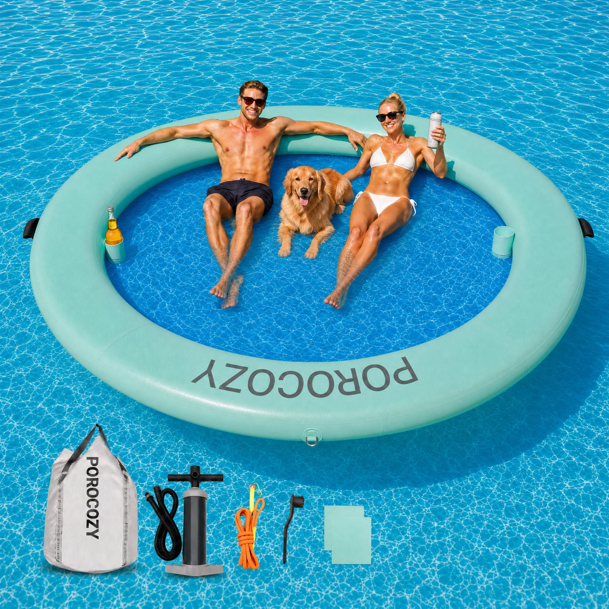View 1 of (NEW, UN-OPENED)POROCOZY 12FT Inflatable Water Hammock Float