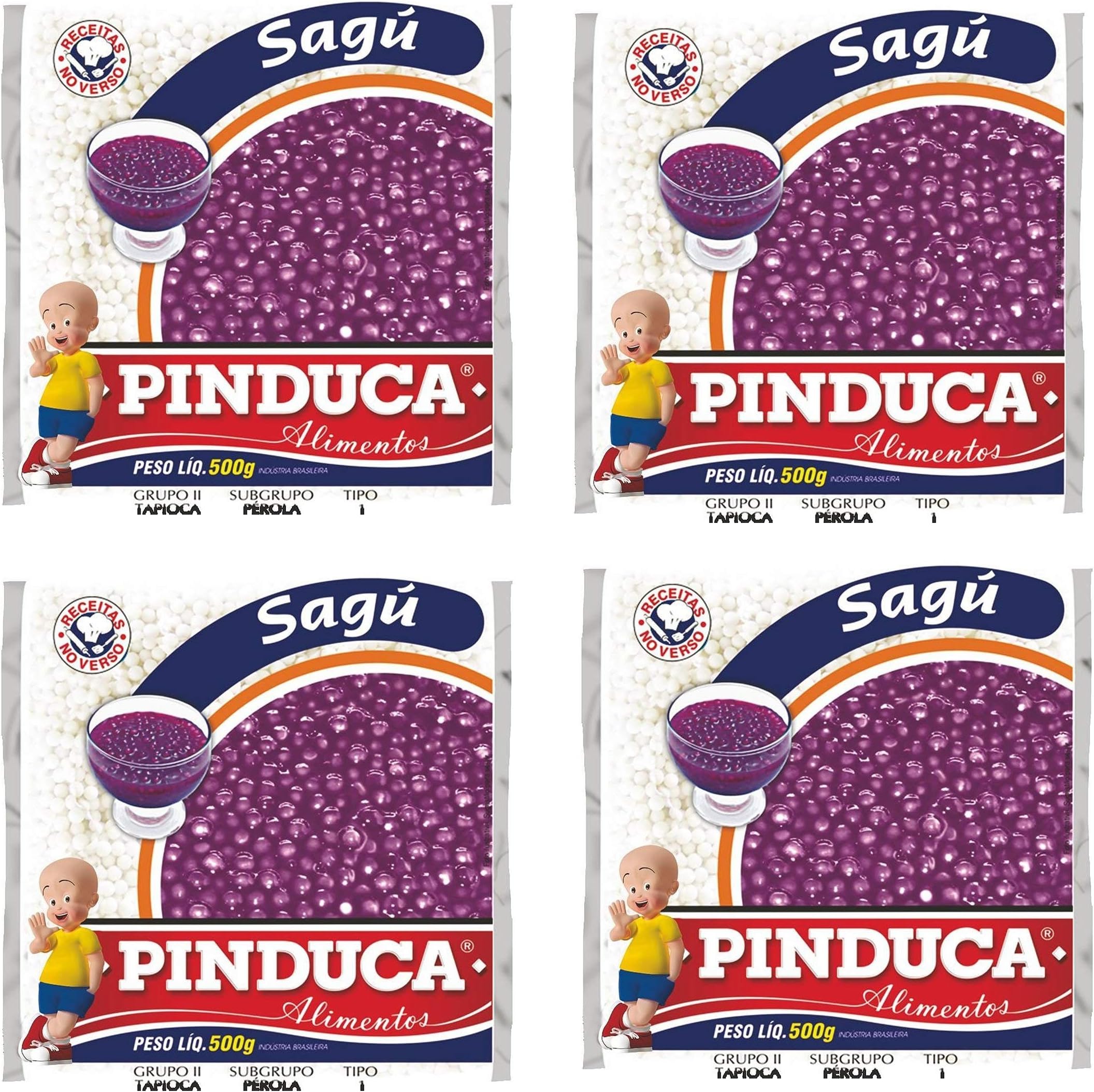 Pinduca - Sagu - Tapioca in Pearl - 17.64 Oz (PACK OF 4) | Sagu - Tapioca em Pérola - 500g