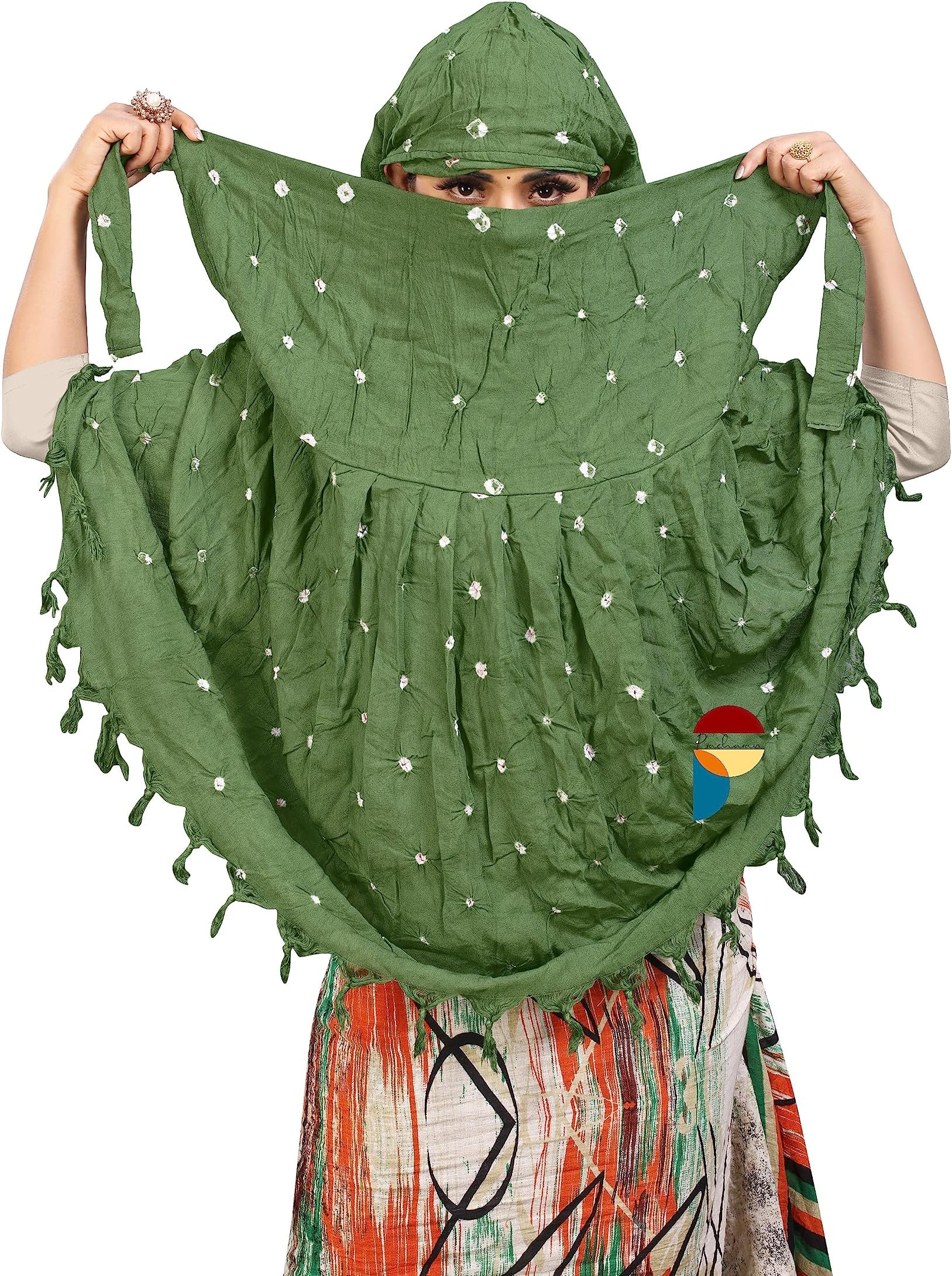 Women Cotton Stylish Hand Printed Scarf, Anti Pollution Full face Scarf With UV Sun Rays Protection Scarf for Women and Girls