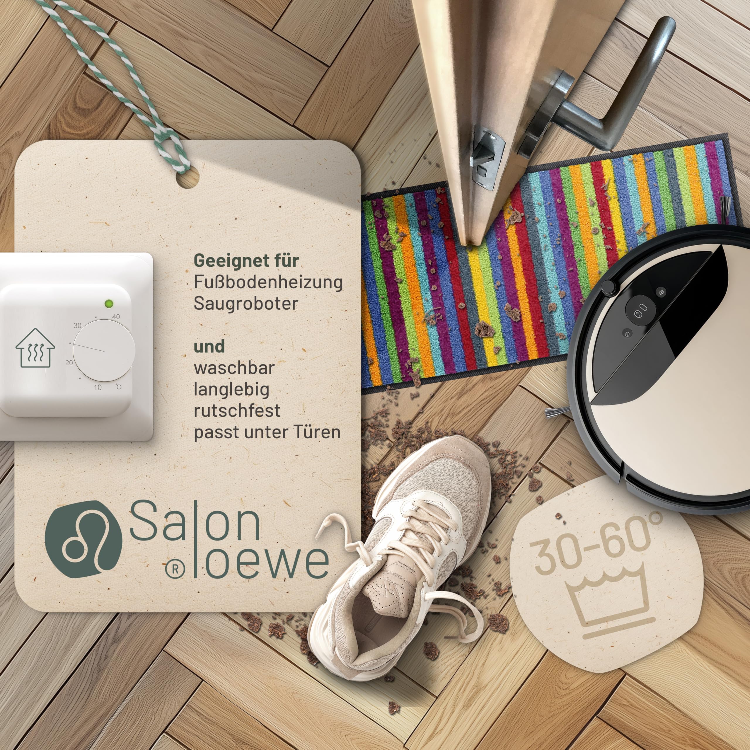 Salonloewe Mini tapis Lund multicolore I paillasson et paillasson pour intérieur 30 x 100 cm
