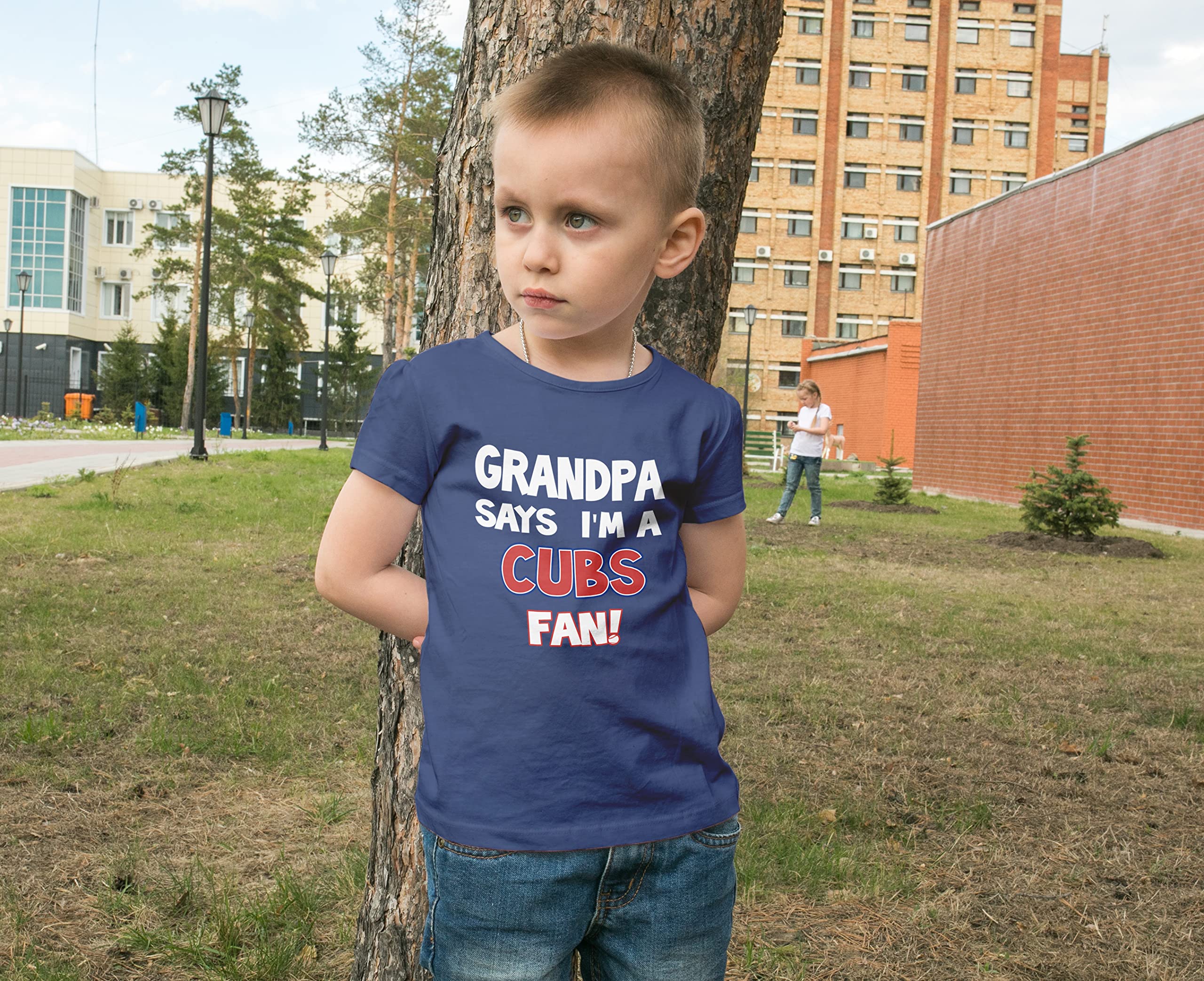 NanyCrafts Kid's Grandpa says I'm a Cubs Fan T-Shirt 18 Months Heather