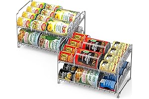 Silver 2-Tier Can Storage Rack for Kitchen Cabinet and Food Pantry Organization