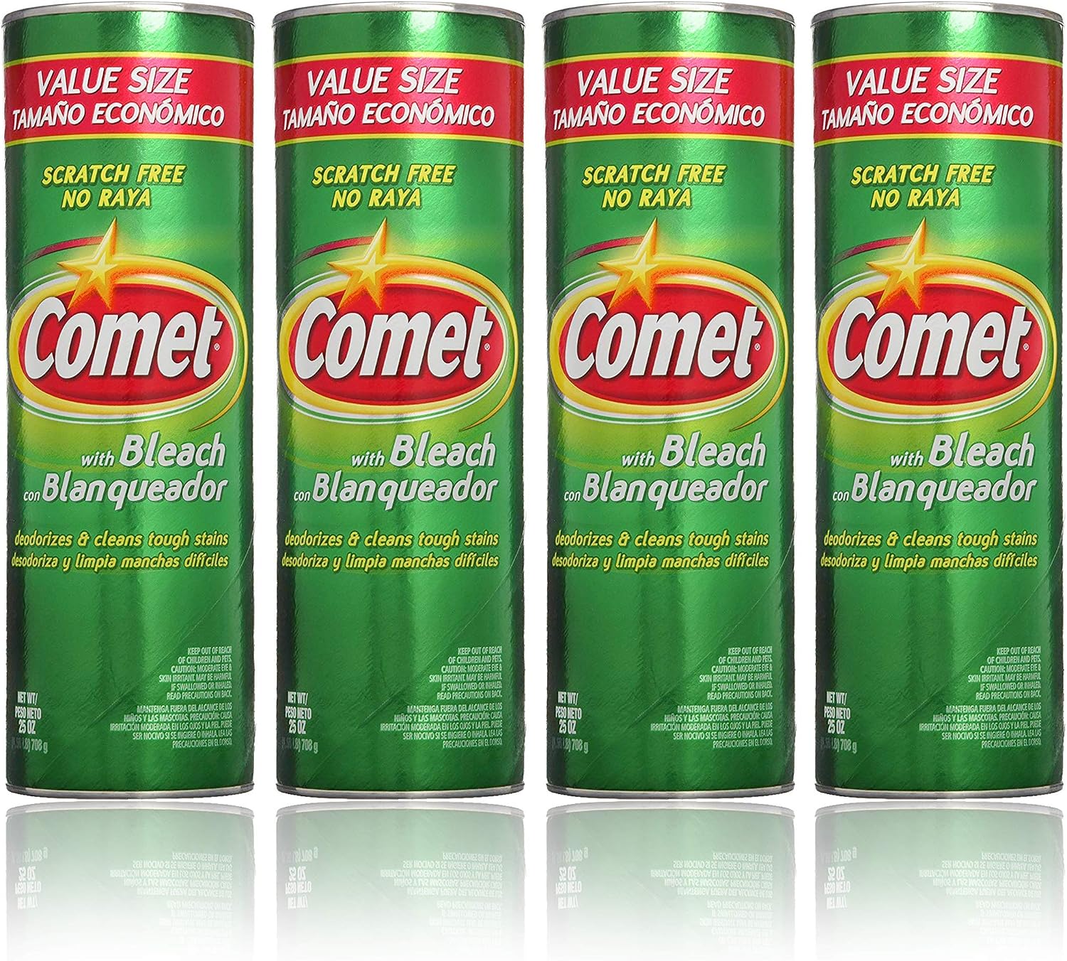 Comet Cleaner with Bleach Powder 25-Ounces | Scratch-Free | 1.56 Pound (Pack of 4)