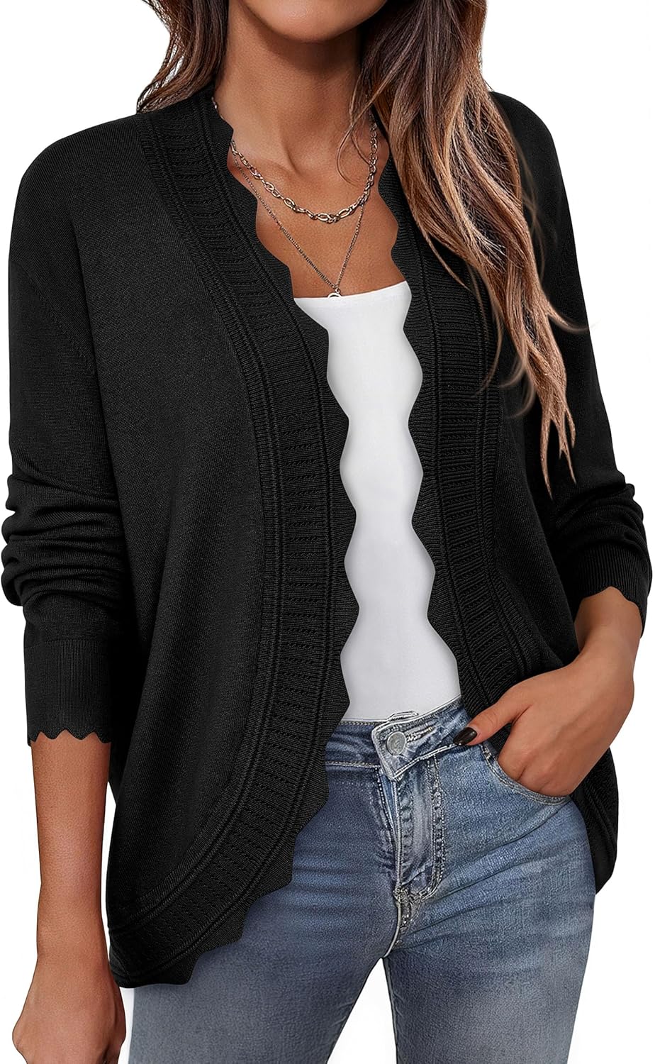 PRETTYGARDEN Cardigans for Women Lightweight Casual Long Sleeve Knitted Open Front Shrugs Sweaters 2026 Fall Clothes - Image 2