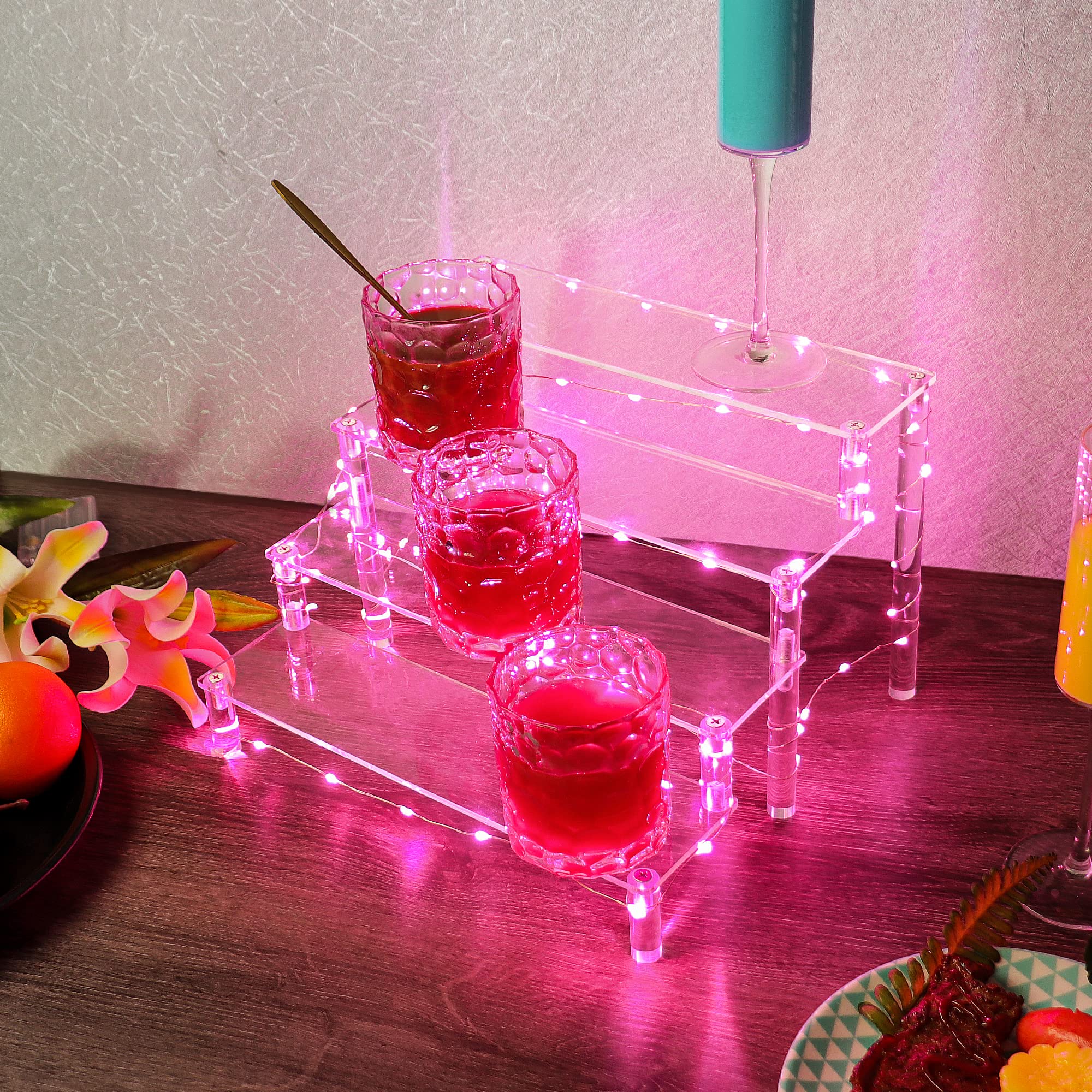 YestBuy Display Shelf Cake Stand – 4 Tier Shelf Cake Pop Stand – Multifunctional and Durable Acrylic Stand – Mounting Hardware Included – Ideal for Desserts, Cosmetics, Glassware, Figurines