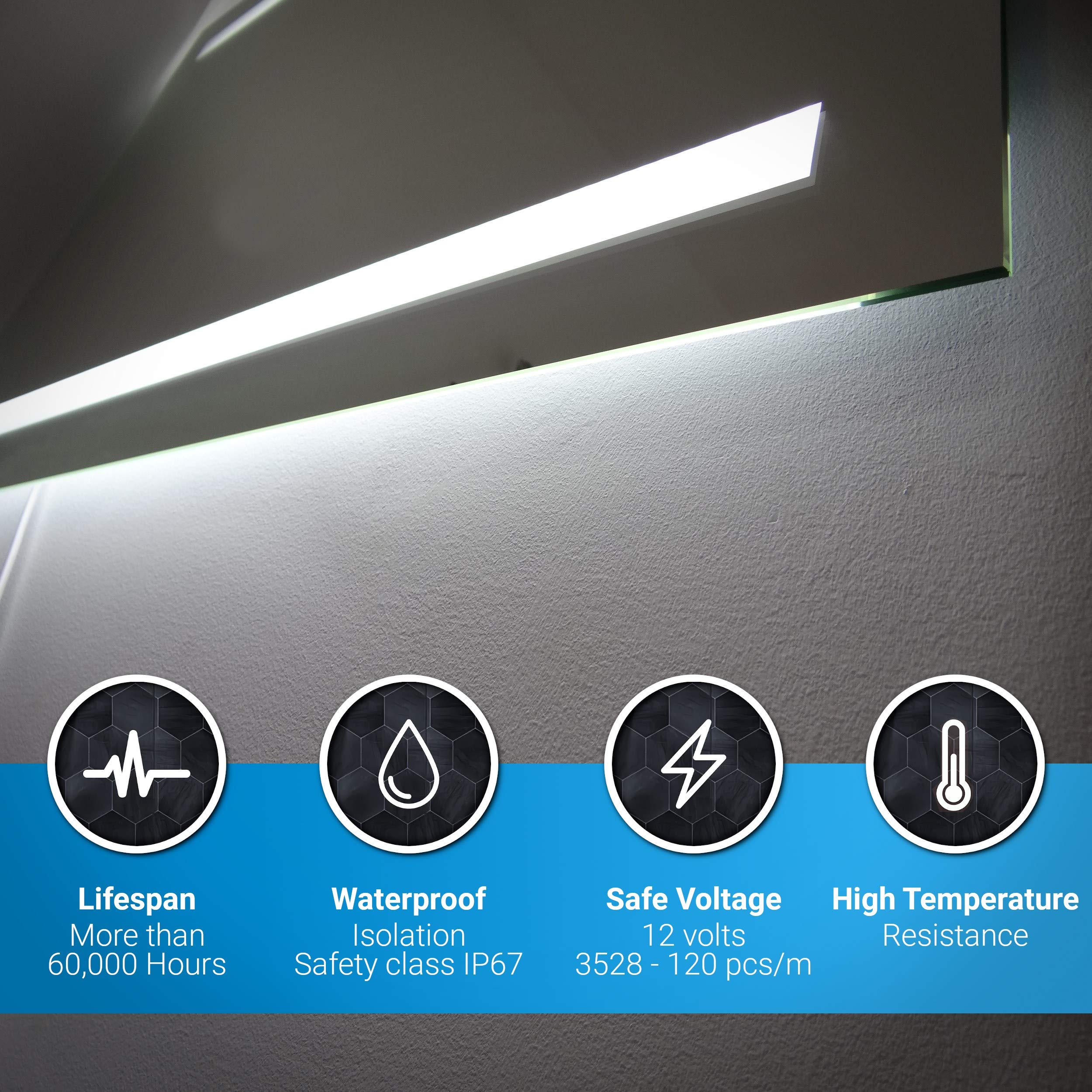 Lustro z Podświetleniem LED - Hamburg 90x100 cm - Lustro Łazienkowe - Ciepły Kolor LED