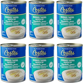 Cortas Hummus Tahini Chickpea Dip - Authentic Lebanese Ready-to-Serve, 14oz Cans (Pack of 6)