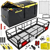 Mockins 60x24x14 High Rail Hitch Cargo Carrier Basket w/ 30 CuFt Waterproof Bag, Rear Lights, 500 lbs Capacity for SUV Truck RV