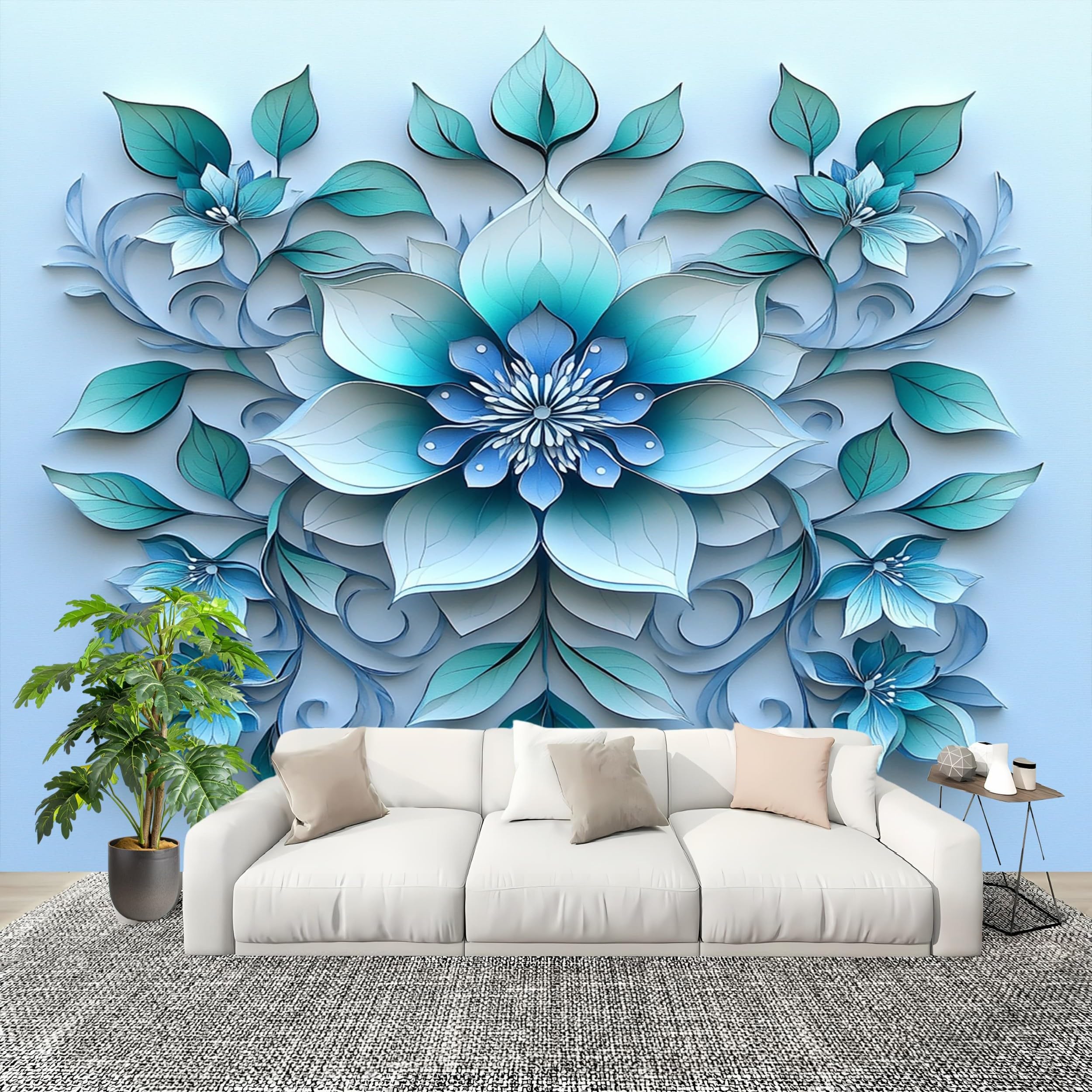 Panoramiczna tapeta ścienna kwiatowy sztuka 350x256 cm Gradient włóknina tapeta niebieski rozmiar niestandardowy duży plakat ścienny obraz ścienny do salonu, biura, wystrój tło telewizora