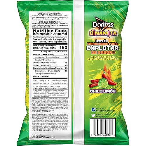 Miniatura 2 de Doritos Dinamita Chile Limon Rolled Flavored Tortilla Chips, 3.75 oz