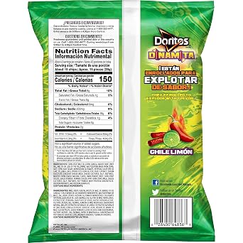 Doritos Dinamita Chile Limon Rolled Flavored Tortilla Chips, 3.75 oz