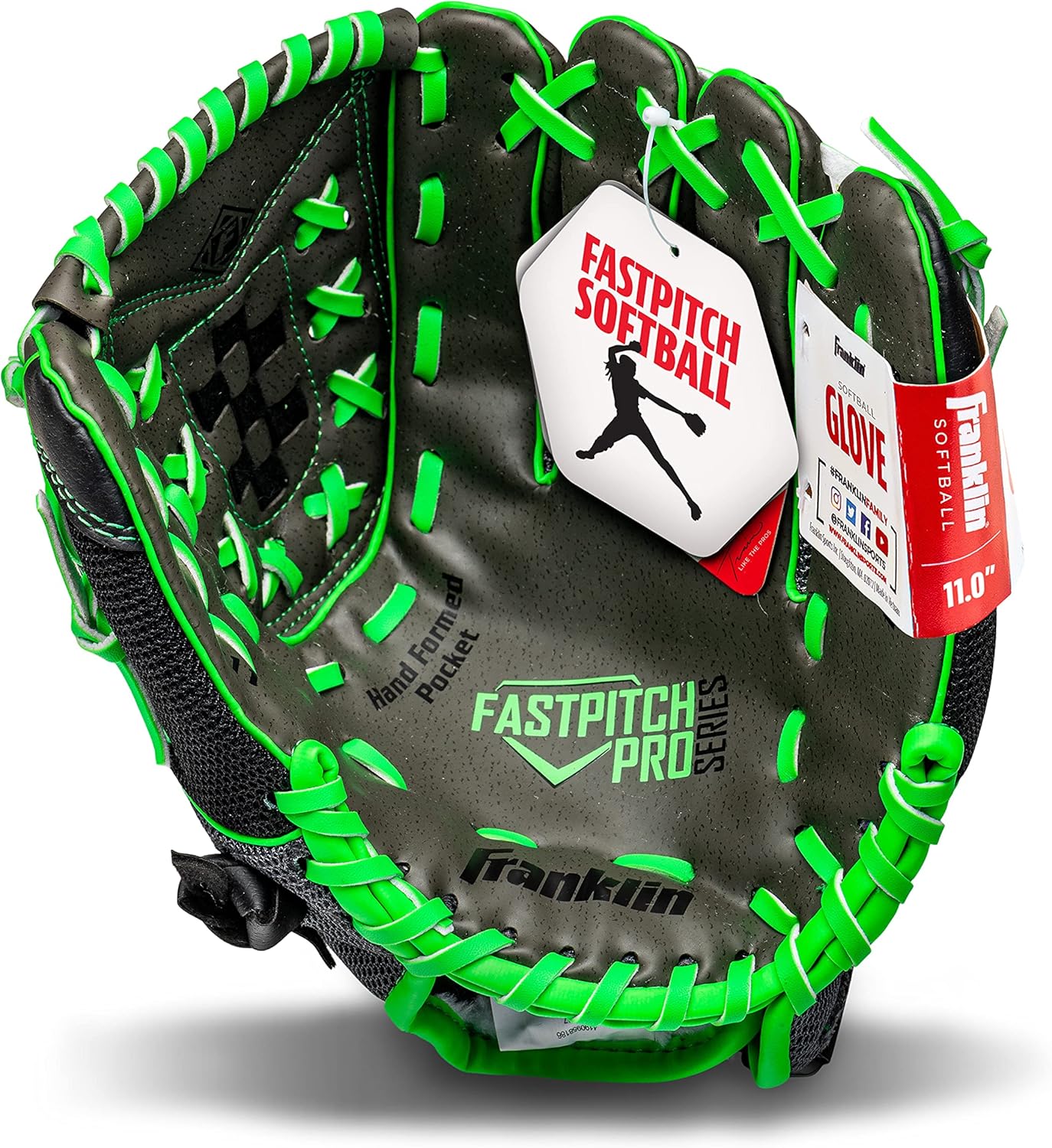 Franklin Sports Fastpitch Softball Gloves - Windmill Adult + Youth Fielding Gloves - 11" or 12" - Pink + Green