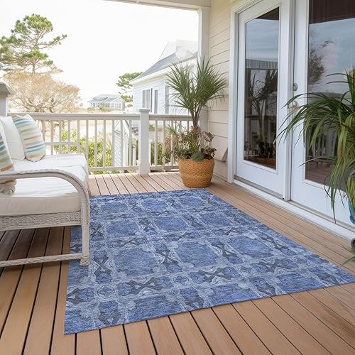 Miniatura 7 de Addison Rugs Chantille ACN564 - Alfombra azul de 5 x 7 pies 6 pies, resistente a las manchas, lavable a máquina, no se desprende, para dormitorio,