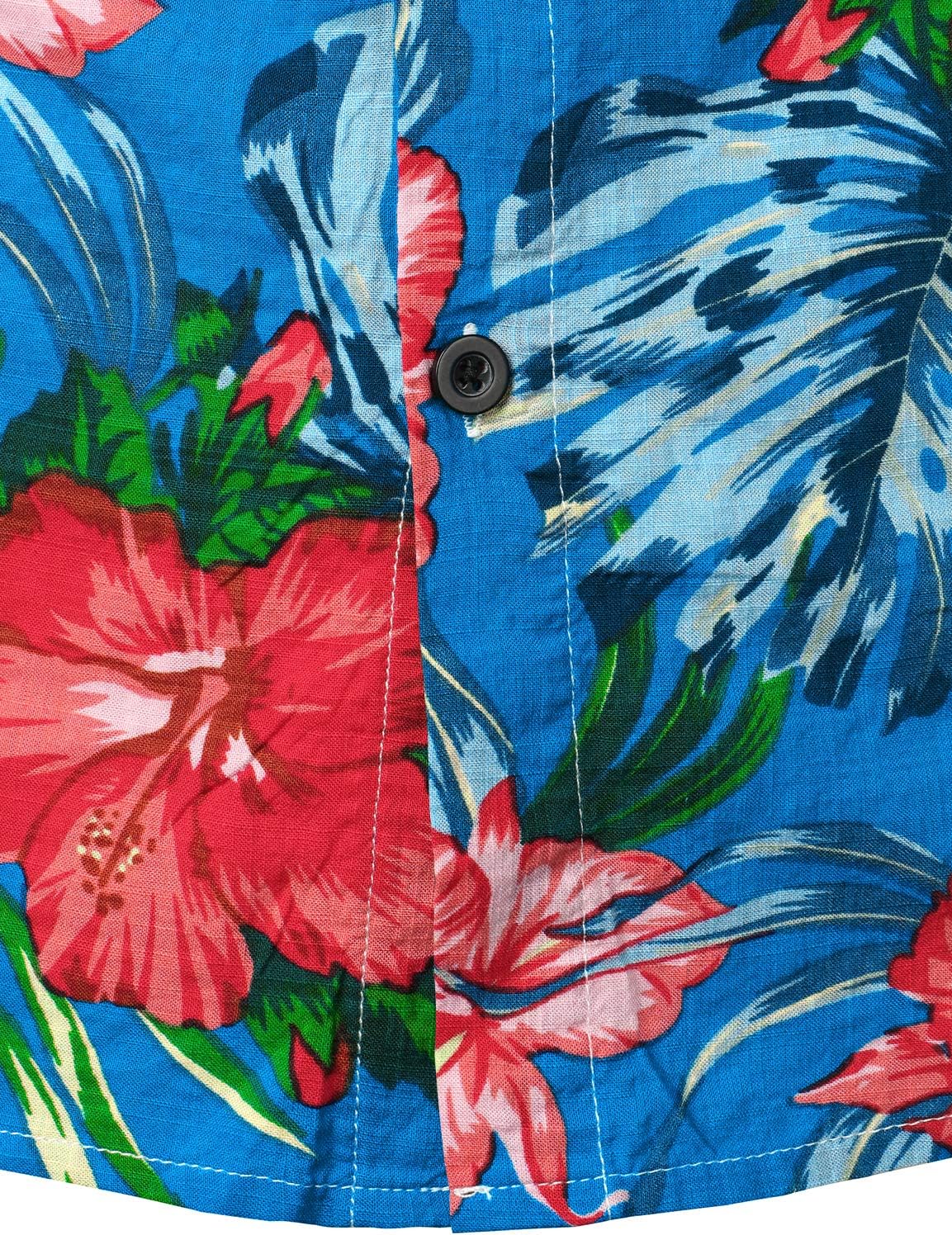 JOGAL Men's Flower Long Sleeve Casual Button Down Shirts