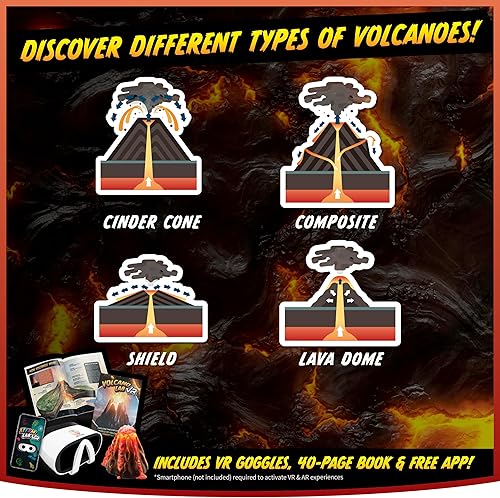 Miniatura 5 de Abacus Brands STEAM Volcano Lab VR - Construye y erupta tu propio volcán - Kit de ciencia para niños de realidad virtual, libro y juego de