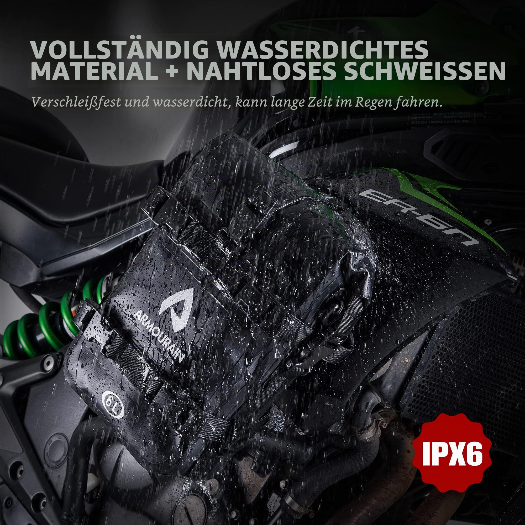 Motorrad Stoßstangen Seitentasche Wasserdicht 6L 8L 15L Sturzbügel Seitentaschen mit Schultergurt Seitenkoffer PVC Schwarz