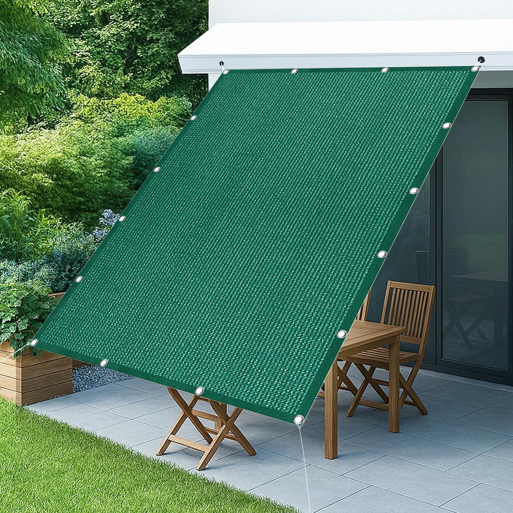 Voile d'ombrage respirant protection 98% UV toile anti-âge vert foncé patio