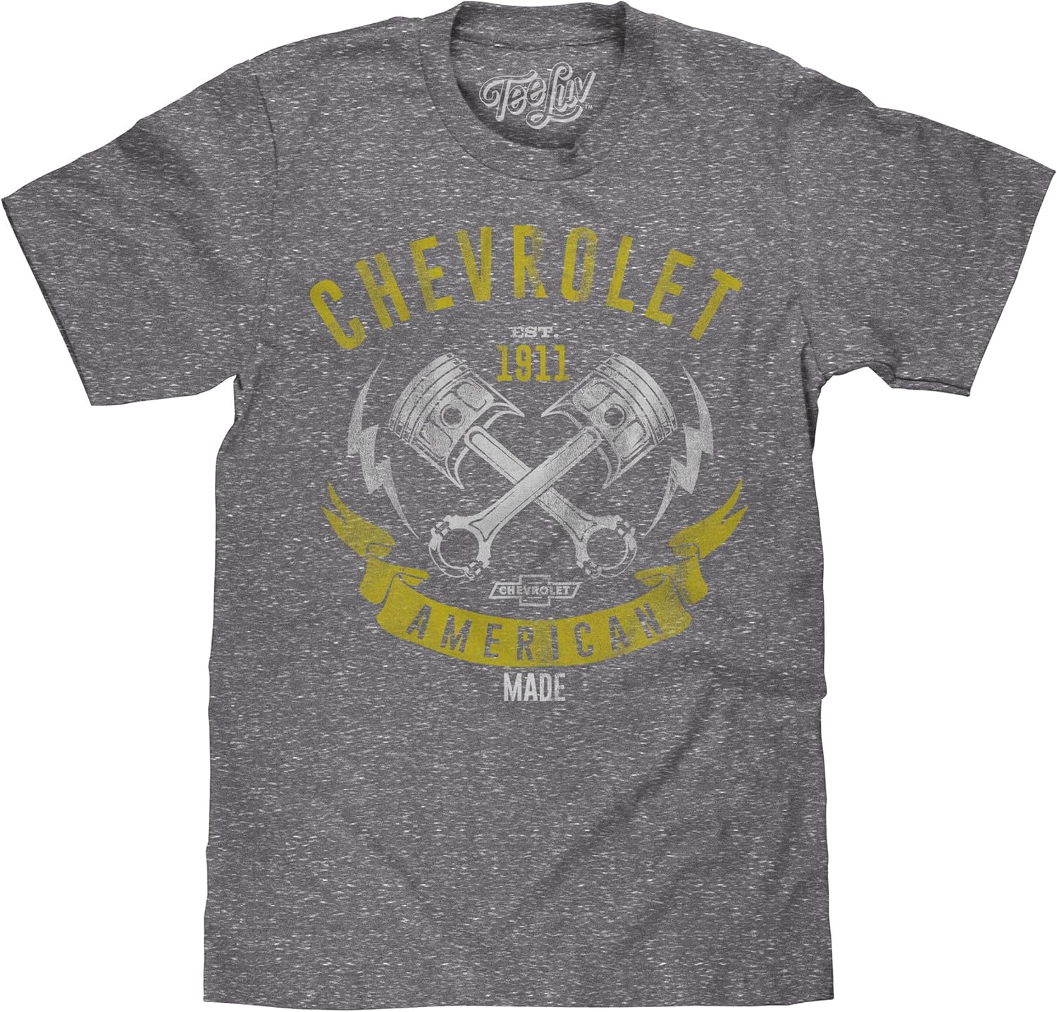 Tee Luv Men's Chevrolet American Made T-Shirt - Chevy Engine Piston Graphic Tee