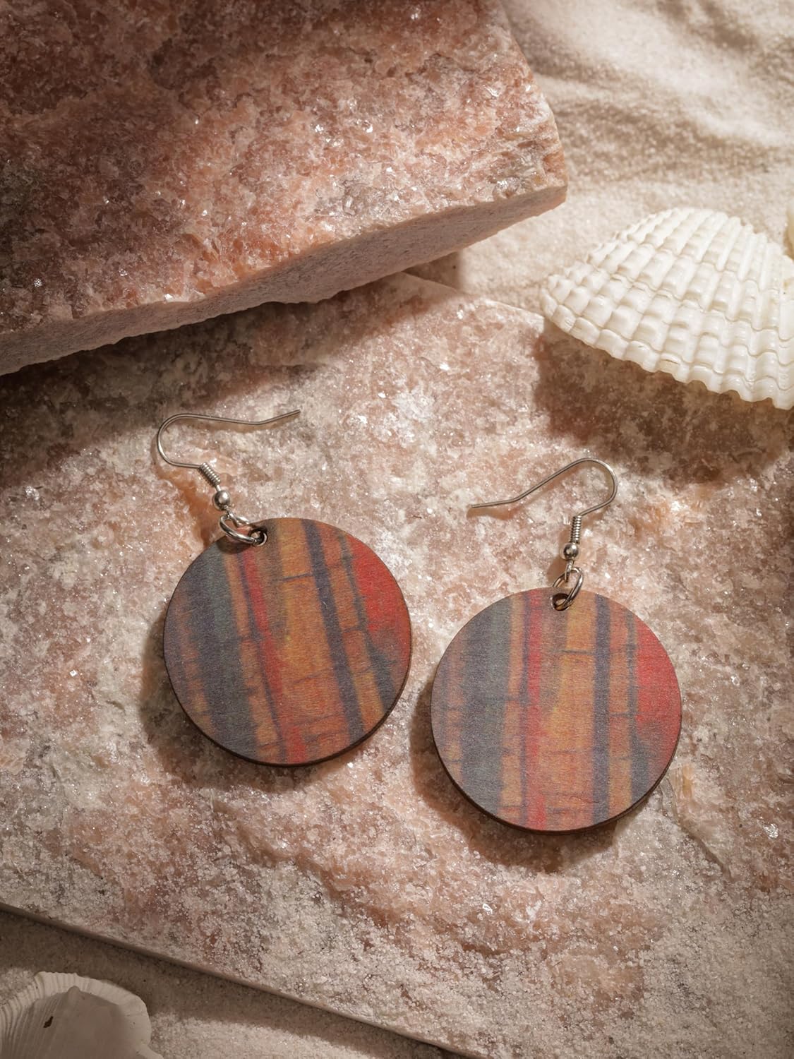 MINACHI Bohemian Vintage Style Geometric Blue and Red Dangle Earrings, Ethnic Jewelry for Women - Image 6