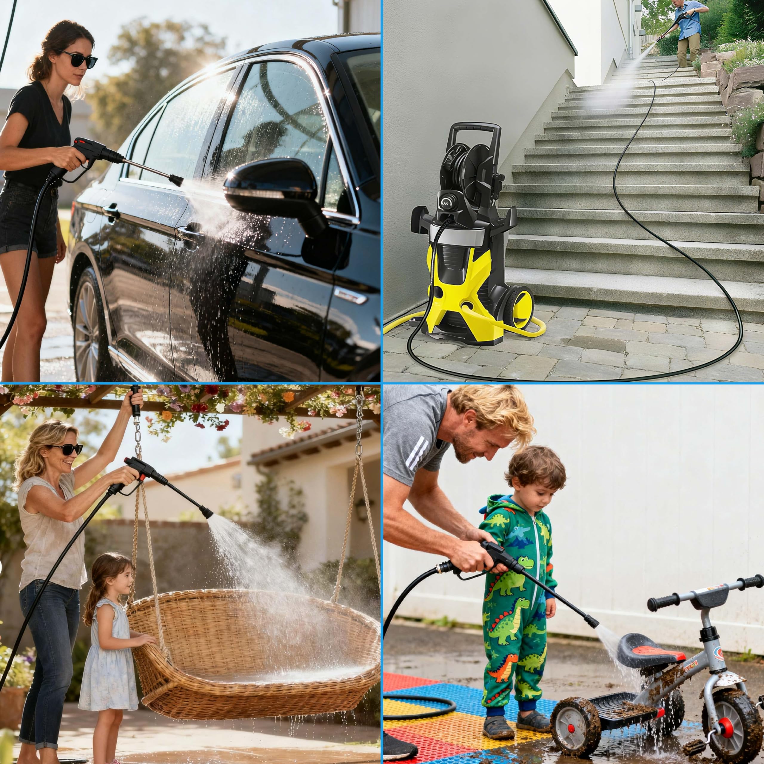 10m tuyau haute pression pour Kärcher K2 K3 K4 K5 K7, 400 Bar (5800 PSI) avec système Quick-Connect-Click, tuyau pratique de prolongation et de remplacement incl. ceinture de stockage