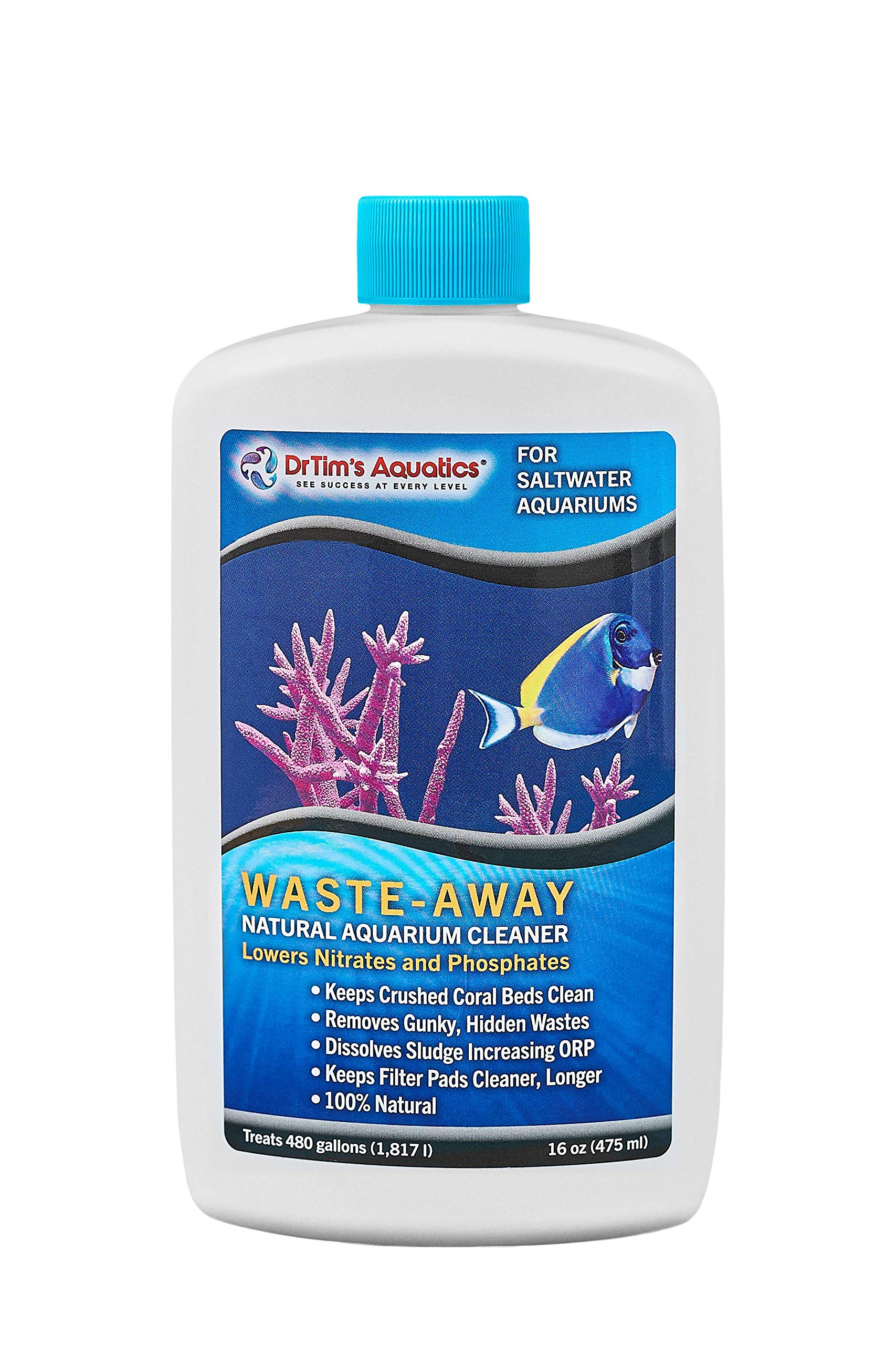 DrTim’s Aquatics Waste-Away Saltwater – 16 oz – Natural Maintenance Formula – Helps Break Down Hidden Organic Waste, Supports Flow & Clarity, Keeps Filters Running Freely