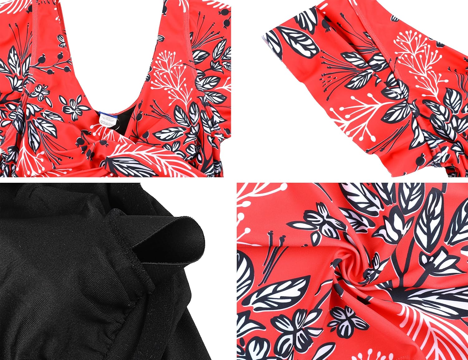 Hilor Women's Underwire Tankini Top Tummy Control Bathing Suits Short Sleeve Tankini Swimsuit Tops Only - Image 8