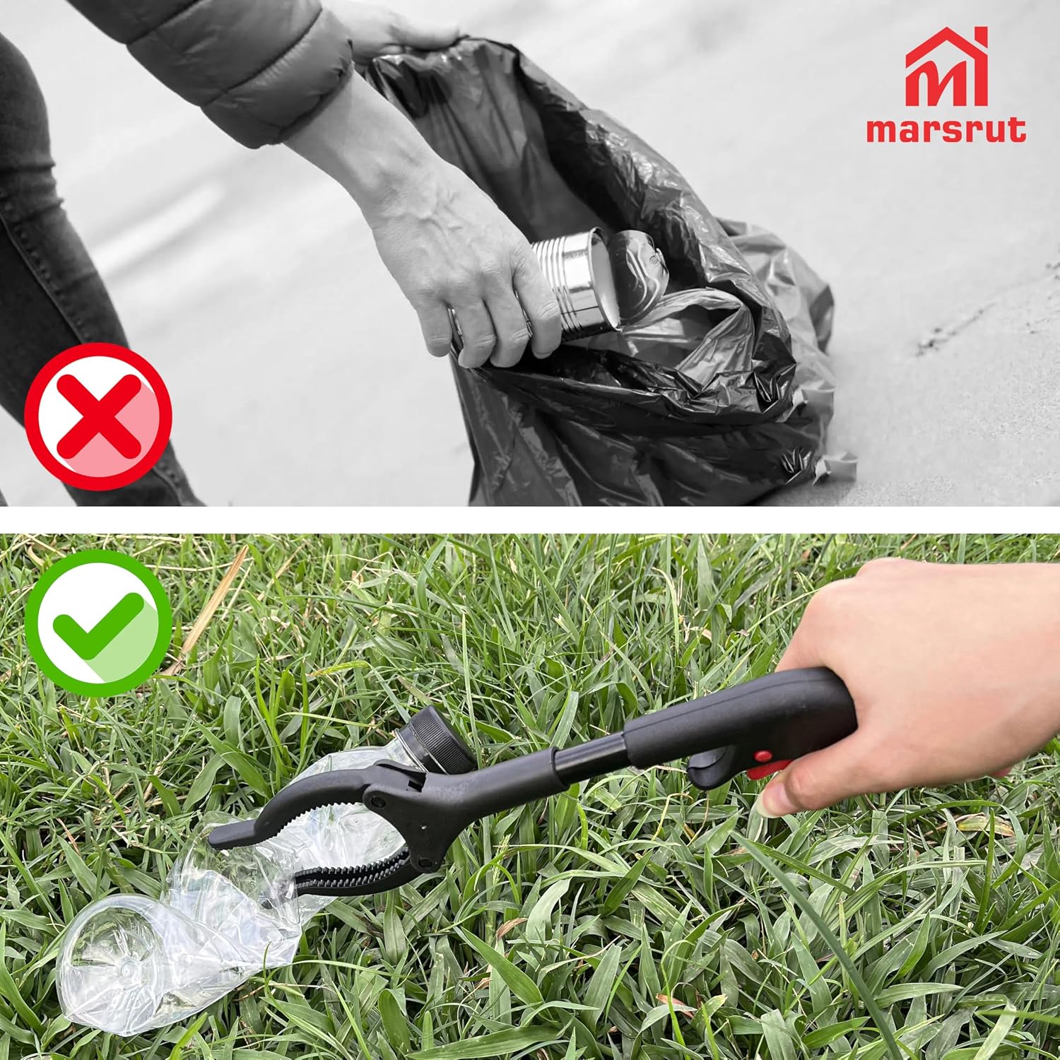2pcs Short Grabber Reacher Tool, Mini Grabber Tool, 12 Inch Litter Picker Stick, Heavy Duty Small Extension Helping Hands Arm, Nabber Tongs for Elderly Seniors Adult Childrens Reaching Trash Objects